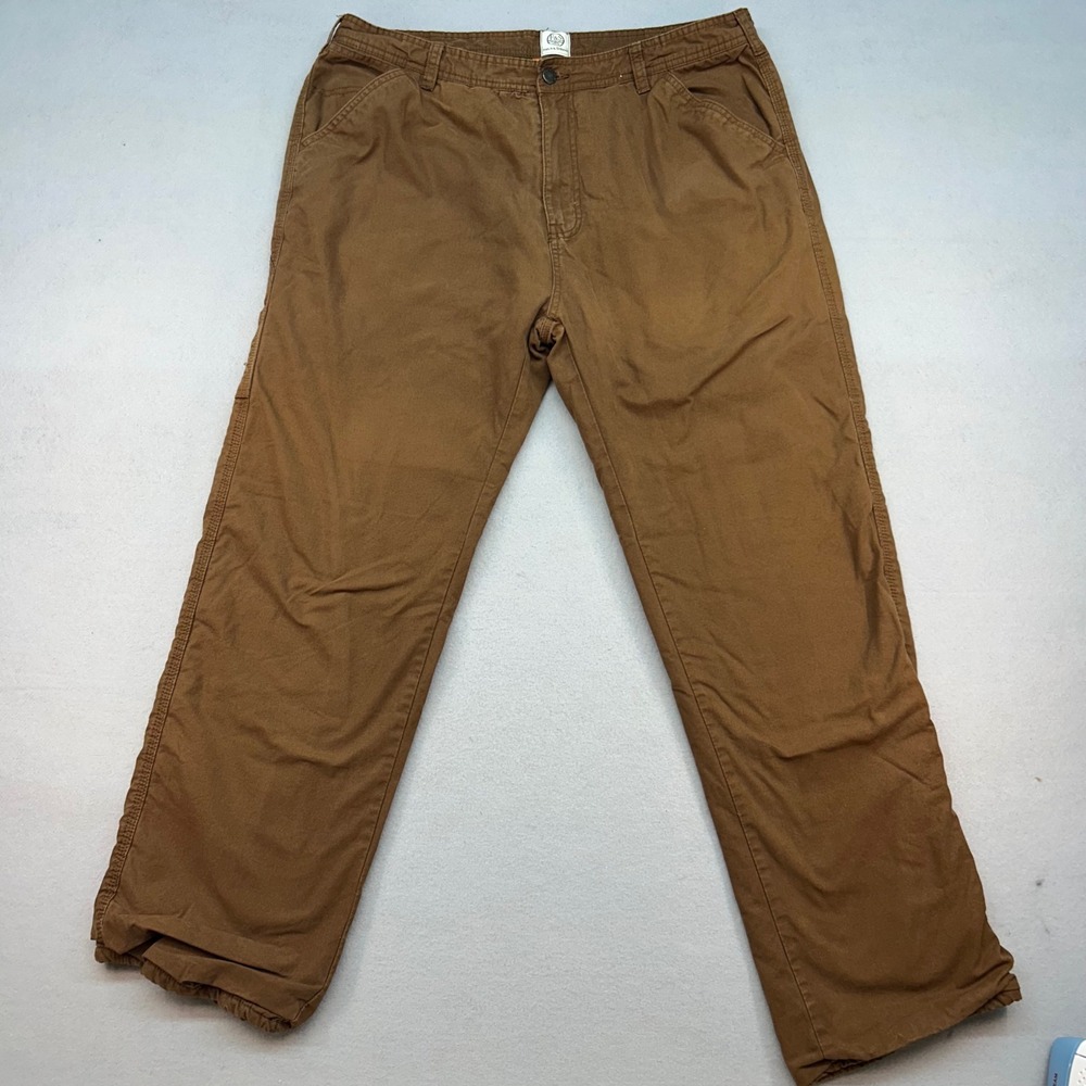 Field & Stream Mens Fleece Lined Canvas Utility Pants Brown 36x32 Workwear